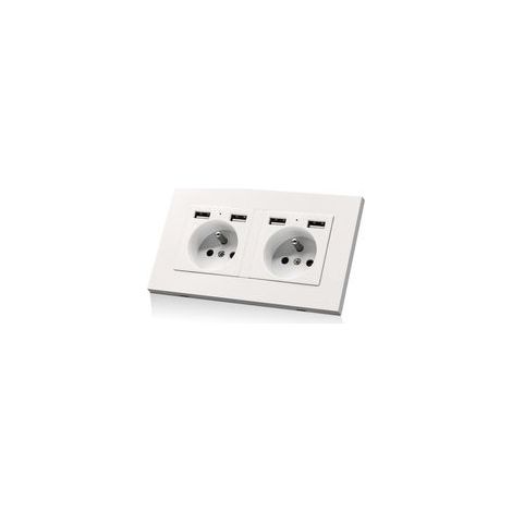Wandsteckdose, Doppel-USB, französischer Standard, Unterputz, Mehrfachsteckdose (max. 2,1 A), 16 A, 110–250 V, Unterputz, für Homeoffice (1/5)