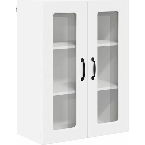 Maison Exclusive - Mobile in vetro da parete PORTO Bianco 60 x 31 x 80 cm