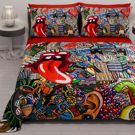 Couvre-lit d'été 260x270 cm 100 g/m² Double Face, Couette légère pour lit Double, Printemps, Modèle Murales, 100% Fabriqué en Italie (1/5)