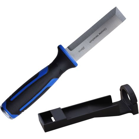 Ciseau à bois en acier CR-V trempé, manche gainé de caoutchouc, pour sculpter, raboter, couper et ébarber.