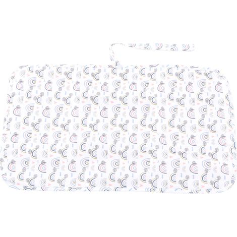 Matelas à langer imperméable pliable portable en nylon pour bébé, idéal maison voiture extérieur, motif arc-en-ciel blanc (1/5)