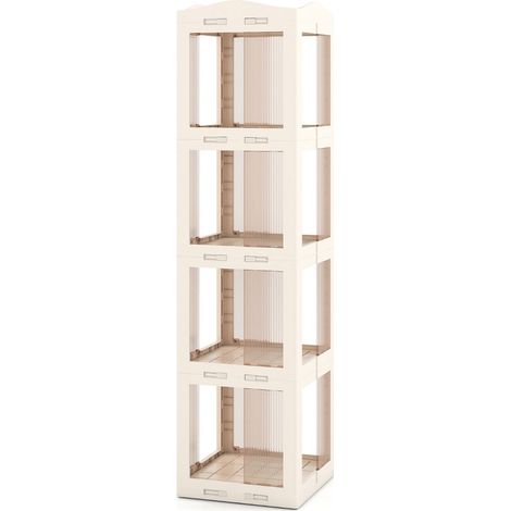 Libreria angolare girevole a 360° 36,5 x 36 x 108 cm salvaspazio traslucida PP bianco 200017311