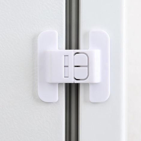 Generic Verrou de porte de réfrigérateur – Adhésif sans perçage, universel, plastique blanc/résine, forte adhérence pour la maison et la cuisine (1/5)