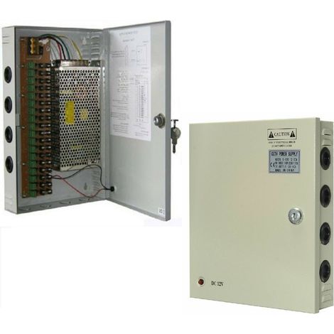 RACK BOX ALIMENTATORE 18 USCITE CANALI STABILIZZATO TELECAMERA CCTV CENTRALINA