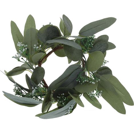 Couronne de table, anneaux de bougie, feuillage artificiel et feuilles d'eucalyptus (ensemble de 3 pièces) (1/5)