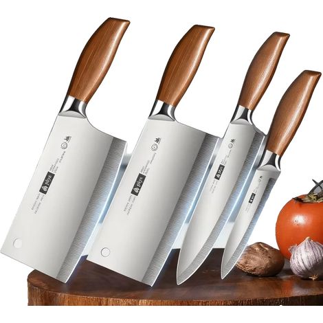 Juego de cuchillos, perfectos para cortar carne y verduras, mango ergonómico, 4 piezas (1/2)