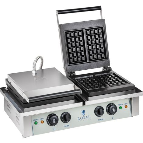 Gaufrier double carré professionnel Téflon rond puissance 2 x 2 000 watts (1/3)