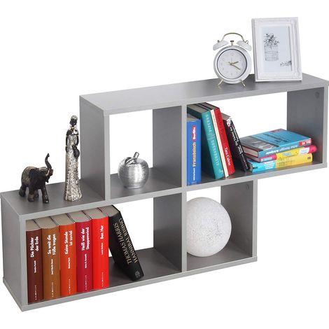 Étagère Murale Rangement 100 x 53 x 20 cm WM051-PL Meuble bibliotheque Suspendue Gris (1/5)