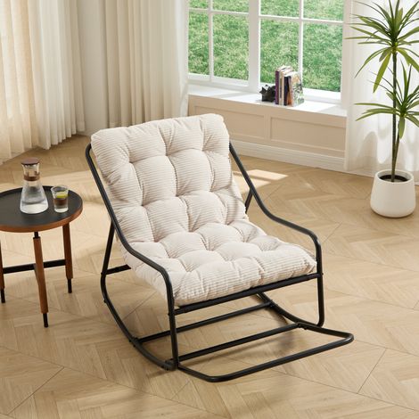 Poltrona a dondolo con cuscino in acciaio 75x116x82 cm OKMYHOME (1/5)