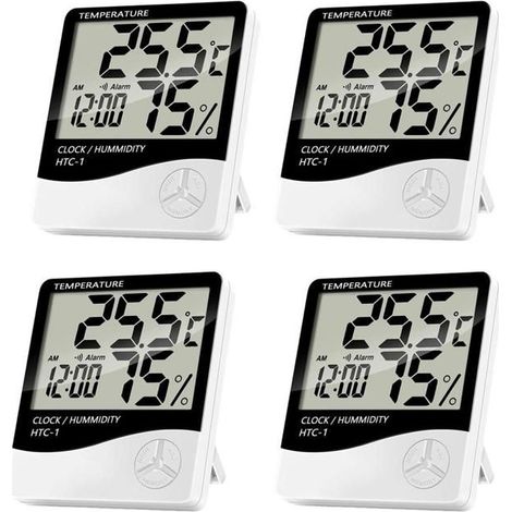 Pack de 4 pièces : Hygromètre Moniteur de température et d'humidité Thermomètre numérique de bureau Thermomètre numérique avec (1/5)