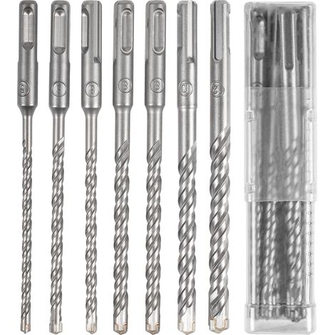 7 brocas para hormigón, 5, 6, 6, 8, 8, 10, 12 x 160 mm para taladro percutor, broca para baldosas SDS-Plus para perforar ladrillos, hormigón, piedra y mampostería (1/5)