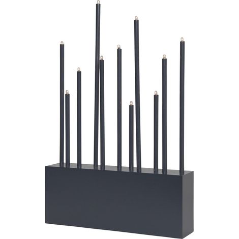 Star Trading Bougeoir moderne 'Buzz' avec 11 sources lumineuses, ampoules E5 remplaçables, bois + métal, gris foncé, H 43 cm