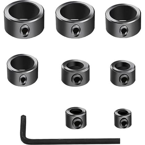 Butée de Profondeur Bague,8 pcs Positionneur de Foret,Colliers de Butée de Profondeur,3mm,4mm,5mm,6mm,8mm,10mm,12mm,16mm Localisateur,Limiteur de Profondeur (1/5)