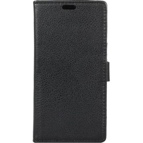 Étui portefeuille pour Motorola Moto Z2 Force - Motif grain - Noir - Coque avec rangement cartes (1/5)