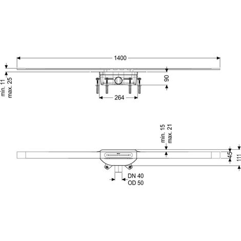 KESSEL 45200.14 Caniveau de douche Linearis Infinity 90