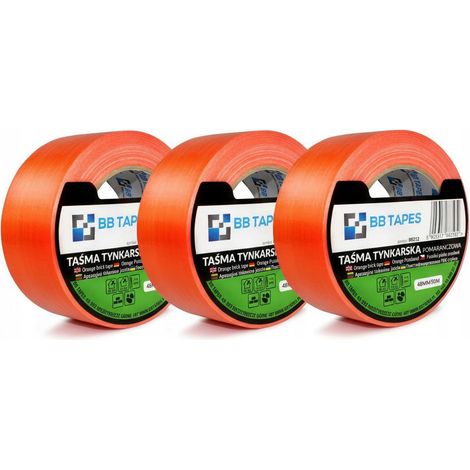 3 Stück orangefarbenes Fassadenputzband 48 mm x 50 m, stark UV-beständig