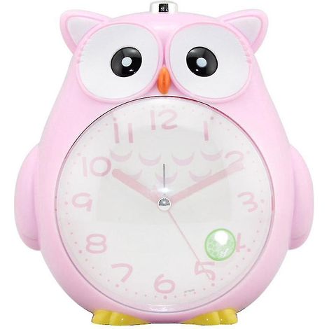 Réveil lumineux silencieux à balayage en forme de hibou mignon, double tonalité, pour enfant ou étudiant - Rose (1/5)