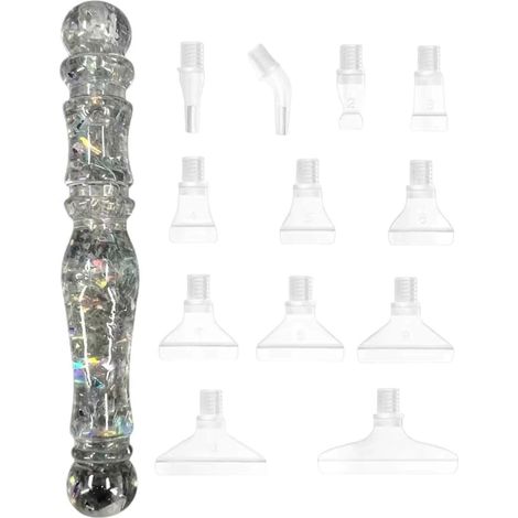 Stylo peinture diamant 5D résine pailletée 12 pointes outil préhension confortable kit accessoires loisirs créatifs stylo rond blanc (1/5)