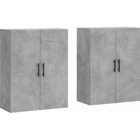 2 pcs Buffet，Bahut， Armoires murales gris béton 69,5x34x90 cm CFW54193 (1/5)