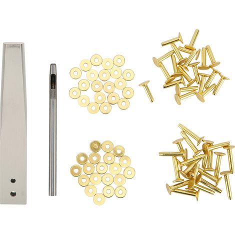 Ensemble d'outils de pose de rivets en cuivre massif pour articles en cuir et jeans, rivets permanents à motif météorite. (1/5)