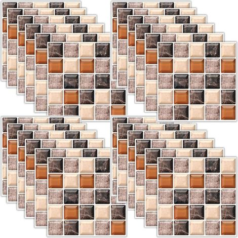 Autocollant de Tuile Mosaïque 18 Pièces Papier Peint Amovible Mur Auto Adhésif pour la Salle de Bain Cuisine Backsplash Décoratifs Carrelage Murs Meubles Stickers Autocollant Mural