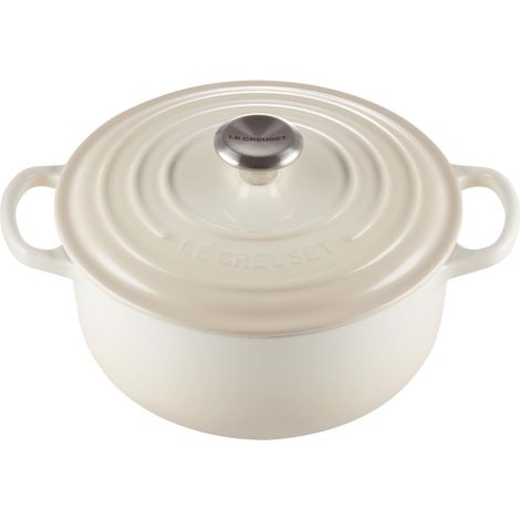Le Creuset Cocotte rund de Gusseisen, 22 cm, 3, 3 L, Alle Las-Quellen de Heat einschließlich Induktion, Meringue, 21177227164430