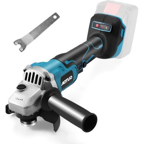 Meuleuse d'angle sans fil professionnelle et portable, trois vitesses (18 V, 850 W, diamètre 100 mm, avec anneau métallique et poignée auxiliaire, pour la découpe et le polissage (batterie et chargeur