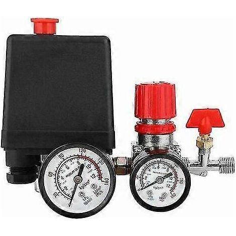 Druckschalterventil für Luftkompressoren mit Manometer und Druckregler (1/5)