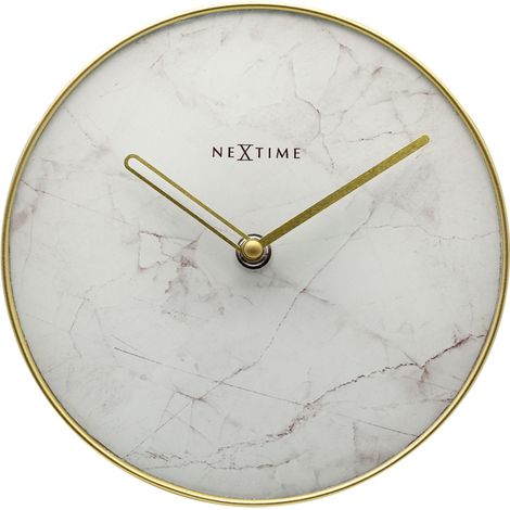 NeXtime NE-5222WI - Horloge de table - Ø 20 Cm - Verre / Métal - Blanc - 'Marbre' (1/5)