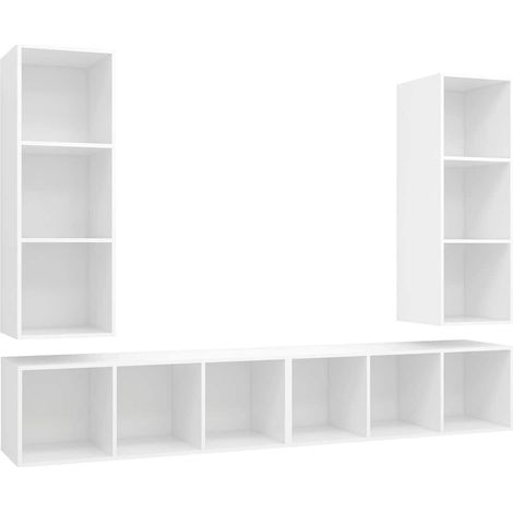 Meubles TV muraux 4 pcs, Étagère TV, Meuble de Salon, Blanc Aggloméré OIB6510E (1/5)