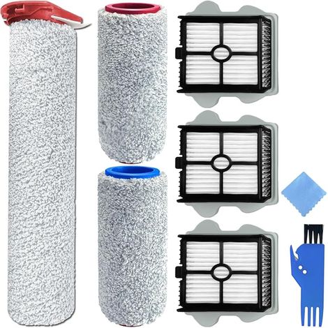 Accessoires de remplacement des brosses roulantes pour Roborock Dyad Pro/Dyad Pro Combo Wet & Dry Vacuumer Set, 1 x Brosse principale longue, 2 x brosses roulantes courtes, 3 x filtres HEPA