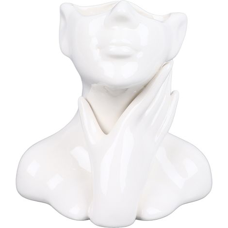Vase à visage féminin de style nordique élégant, vase à fleurs en céramique lisse, décoration pour salon et jardin (1/5)