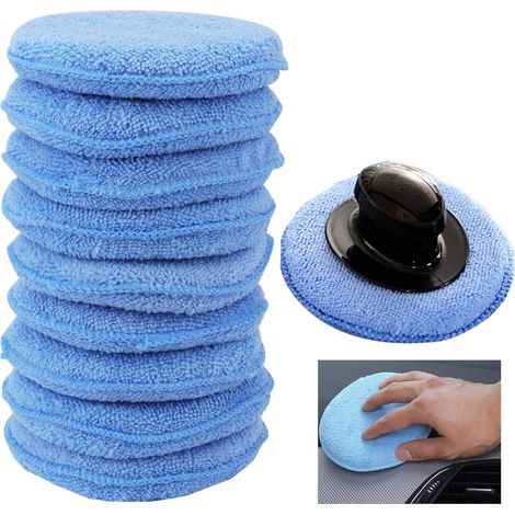 Mikrofaser-Applikatorpads, 10 Stück, Mikrofaser-Wachsapplikatorpads, Autowachspads, Kfz-Applikatorpads, zur Reinigung von Autos und Fahrzeugen, Blau