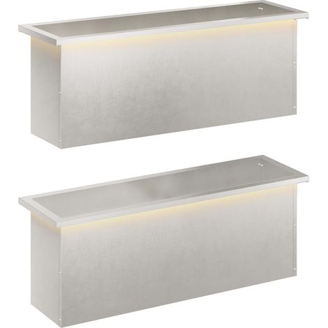 Lot de 2 Jardinières de Jardin avec Éclairage LED Bac en Acier Argenté 30 x 100 x 30 cm (1/5)