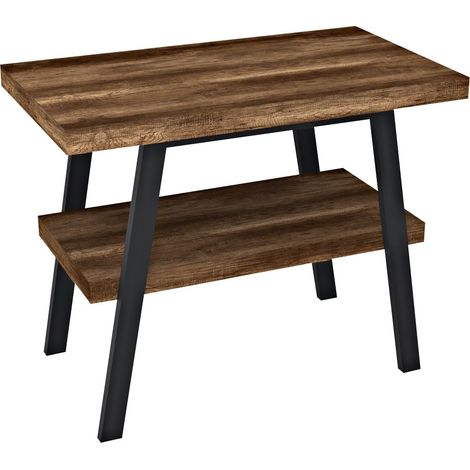Table lavabo TWIGA 100x72x50 cm, noir mat/chêne foncé (1/2)
