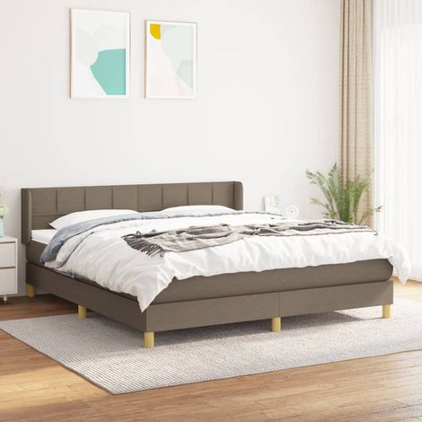 Lit Adulte moderne, Lit à sommier tapissier avec matelas Taupe 180x200 cm Tissu GSW94448 (1/5)