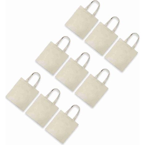 Sac Shopping Totale Éco-Réutilisable 10PCS Grand Sac en Toile Beige Léger Portable Modèles Multi-Tailles Polyester-Coton-Lin (1/5)
