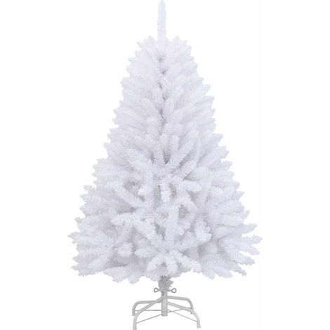 Albero di Natale Albero natalizio Albero festivo Artificiale Incernierato con Base Bianco 120cm (1/5)