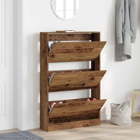Schuhschrank mit Regal Altholz 80 x 21 x 125,5 cm Holzwerkstoff
