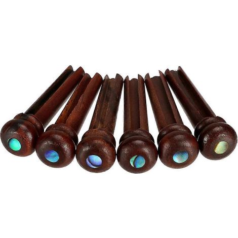 Lot de 6 chevilles de chevalet en palissandre avec incrustations de points en abalone, chevilles à fente pour guitare acoustique (1/5)