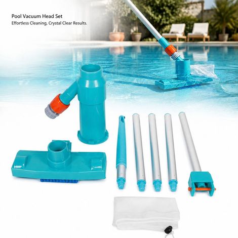 Testina di aspirazione per piscina - ABS - Kit di pulizia portatile con 5 tubi e borsa - Ideale per laghetti, spa e fontane (1/5)