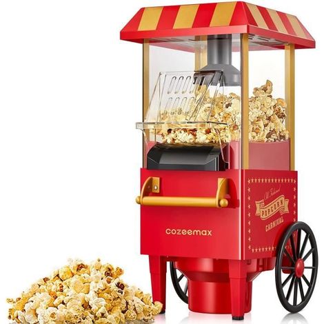 Machine à pop-corn rétro 1200 W pour la maison Machine à pop-corn avec air chaud, machine à pop-corn sans graisse, sans huile, A2