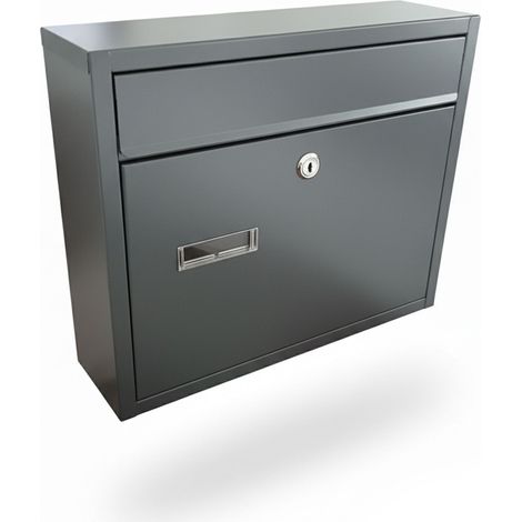 Boîte aux lettres Relaxdays avec porte-nom, H x L x P : 31 x 36 x 10 cm, étanche, 4 clés, anthracite (1/5)