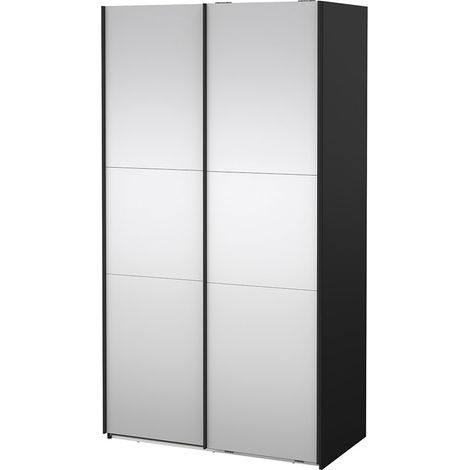 Como Schiebetürenschrank 2 Türen mit Spiegel 120x220cm matt schwarz. (1/5)