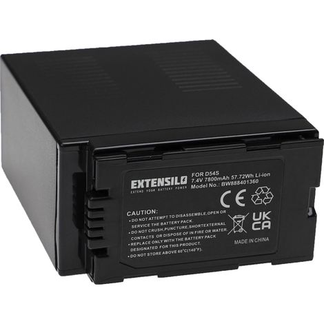 EXTENSILO Akku kompatibel mit Hitachi PV-DV200K, PV-DV200, PV-DV400K, PV-DV400, PV-DV600K, PV-DV600 Videokamera Camcorder (7800 mAh, 7,4 V, Li-Ion) (1/3)