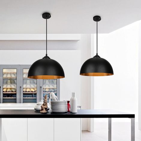 Pendelleuchte. 2x Retro Hängelleuchte Hängelampe aus Metall. Industrielle Vintage LED Pendellampe.E27 Fassung für max 60W. Ø 30cm（Ohne Leuchtmitte）für Wohnzimmer.Esszimmer.Keller.Bar
