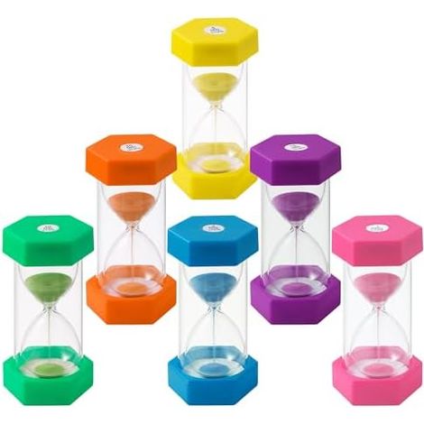 6 Couleurs Minuteur Sablier,Sablier Colore kit,1/3/5/10/15/30 Minutes,Minuterie de Couleur,Adaptée à la Cuisine, à La Maison, à la Vie des Enfants, Minuterie de Jeu (1/5)
