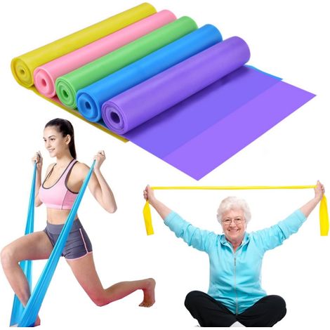 Bandas de resistencia para fitness - bandas elásticas de entrenamiento - bandas largas de Pilates - resistencia elástica a la tracción - varios colores) - para yoga, entrenamiento de fuerza (1/5)