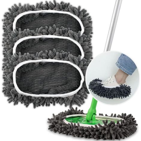 3 Pack Reusable Swiffer Mop Cleaning Pads, Upgraded Wet and Dry Cleaning Cloths, Washable Mop Refills, Dust Mop Covers (1/5)