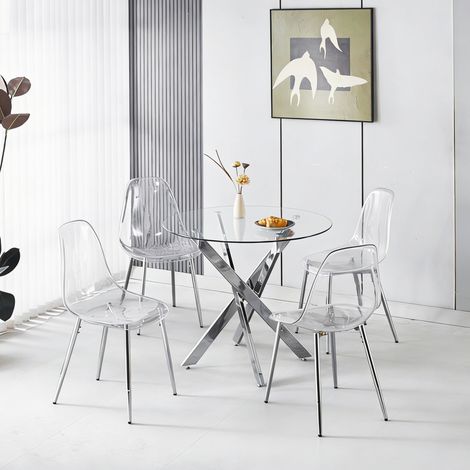 Conjunto mesa y sillas comedor 5 piezas metal OKMYHOME (1/5)